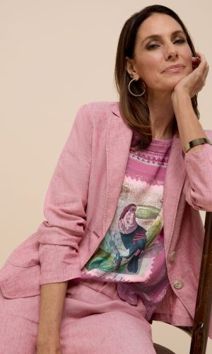 Blazer Manches Longues Boutonnée Deux Poches Chinée