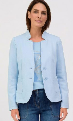 Veste Col Officier Manches Longues Deux Poches Plaquées Boutonnée Unie