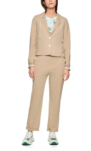 Blazer Boutonné Manches Longues Deux Poches Cordons Uni