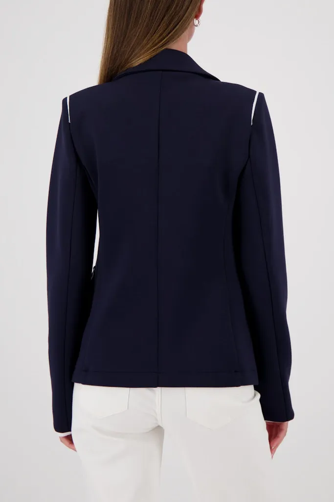 Blazer Manches Longues Boutonnée Deux Poches Liseré Contrasté – Image 3