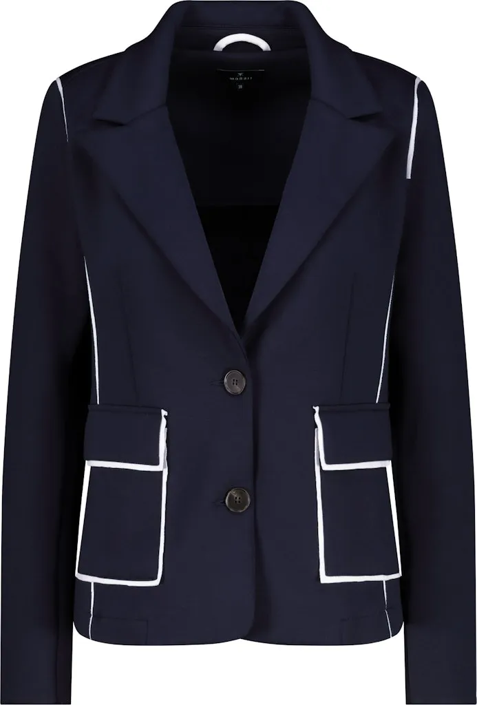 Blazer Manches Longues Boutonnée Deux Poches Liseré Contrasté – Image 6