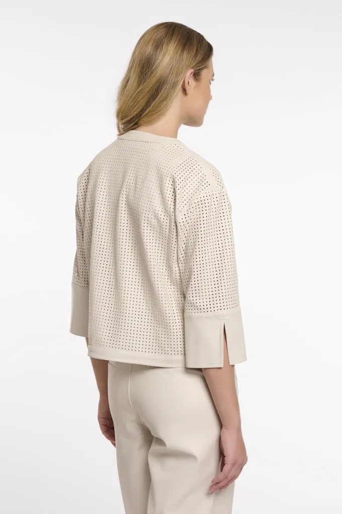 Veste Courte Manches Trois-quarts Ajourée Deux Poches Pressions – Image 3