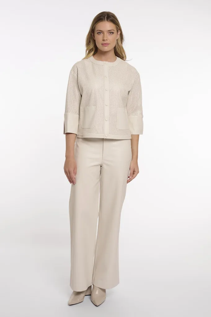 Veste Courte Manches Trois-quarts Ajourée Deux Poches Pressions – Image 4