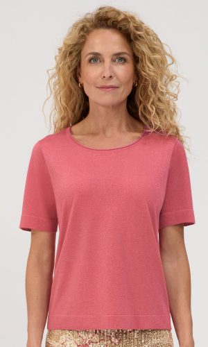 Pull Col Rond Manches Courtes Lurex Uni