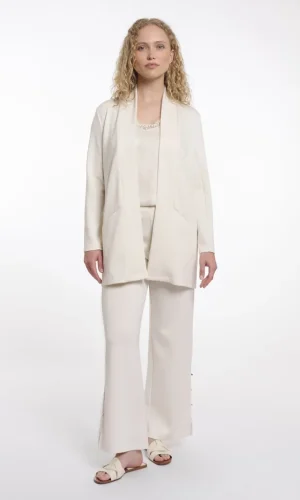 Gilet Mi-long Manches Longues Bord A Bord Deux Poches Uni