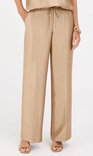 Pantalon Long Taille Moyenne Elastique Cordons Deux Poches Fluide Irisé