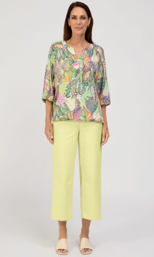 Pantalon Sept-huitième Taille Moyenne Quatres Poches Droit Uni