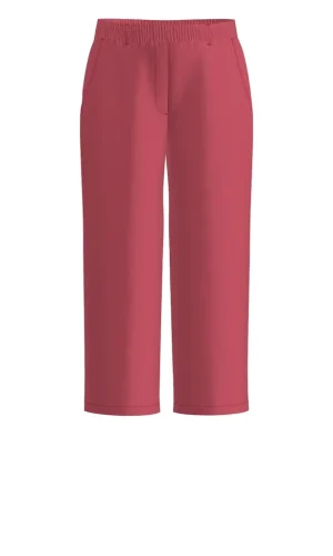 Pantalon Sept-huitième Taille Moyenne Elastique Deux Poches Françaises Fluide Unie