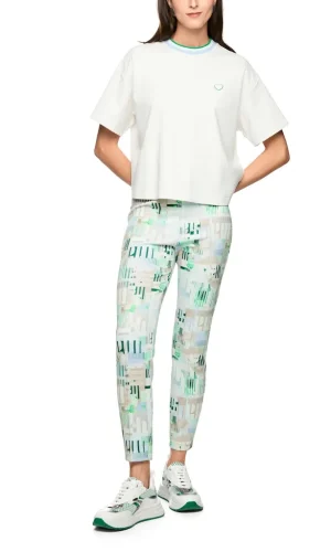 Pantalon Sept-huitième Taille Moyenne Elastique Skinny Imprimé