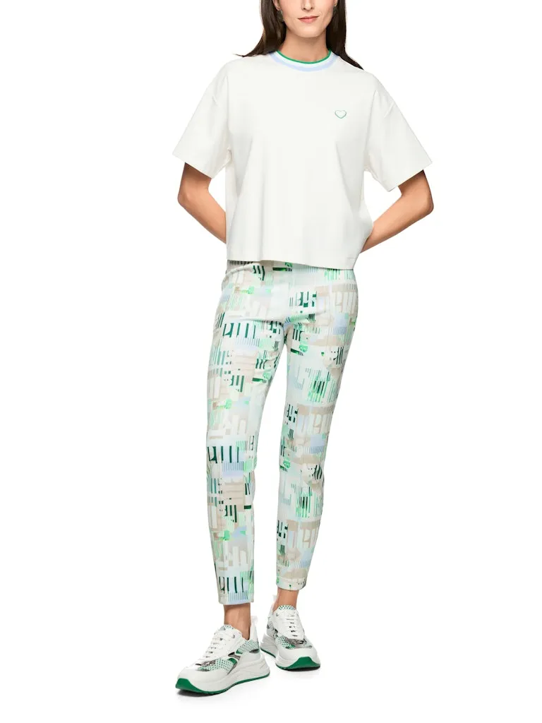 Pantalon Sept-huitième Taille Moyenne Elastique Skinny Imprimé