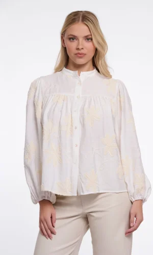 Chemise Manches Longues Elastiques Brodée Oversized