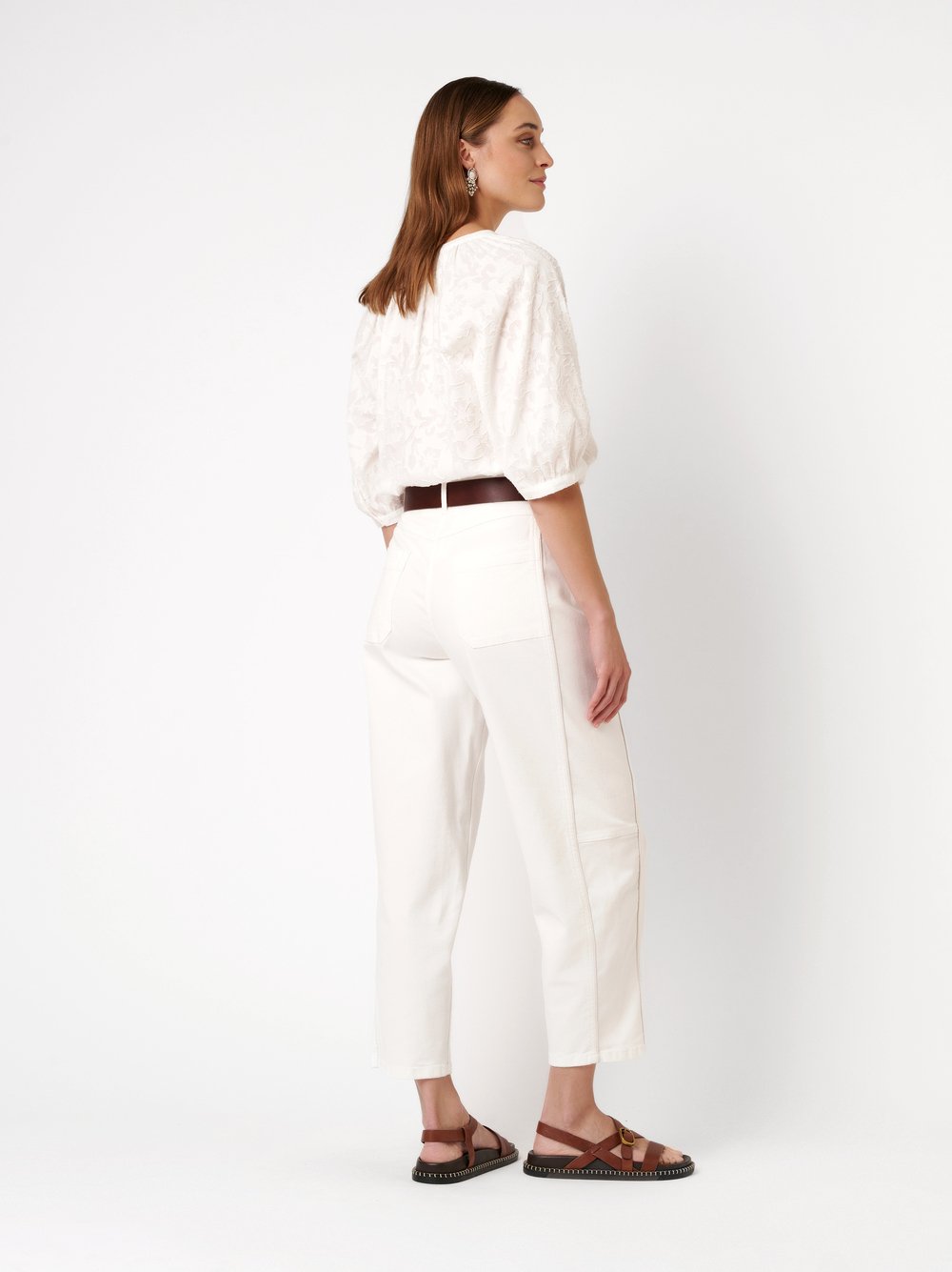 Chemise Manches Coudes Raglantes Dévoré Floral Ton Sur Ton Coton – Image 3