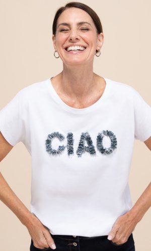 Tee Shirt Col Rond Manches Courtes Motif Placé