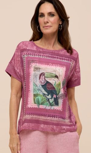 Tee Shirt Col Rond Manches Courtes Motif Placé Métal