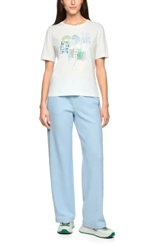 Tee Shirt Col Rond Manches Courtes Motif Placé Coton