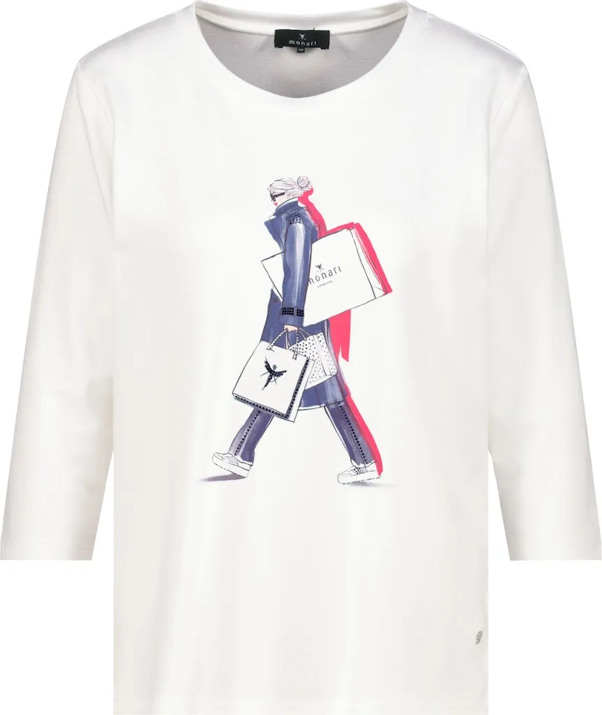 Tee Shirt Col Rond Manches Trois-quarts Motif Placé – Image 6