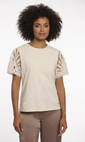 Tee Shirt Col Rond Manches Courtes Dentelles