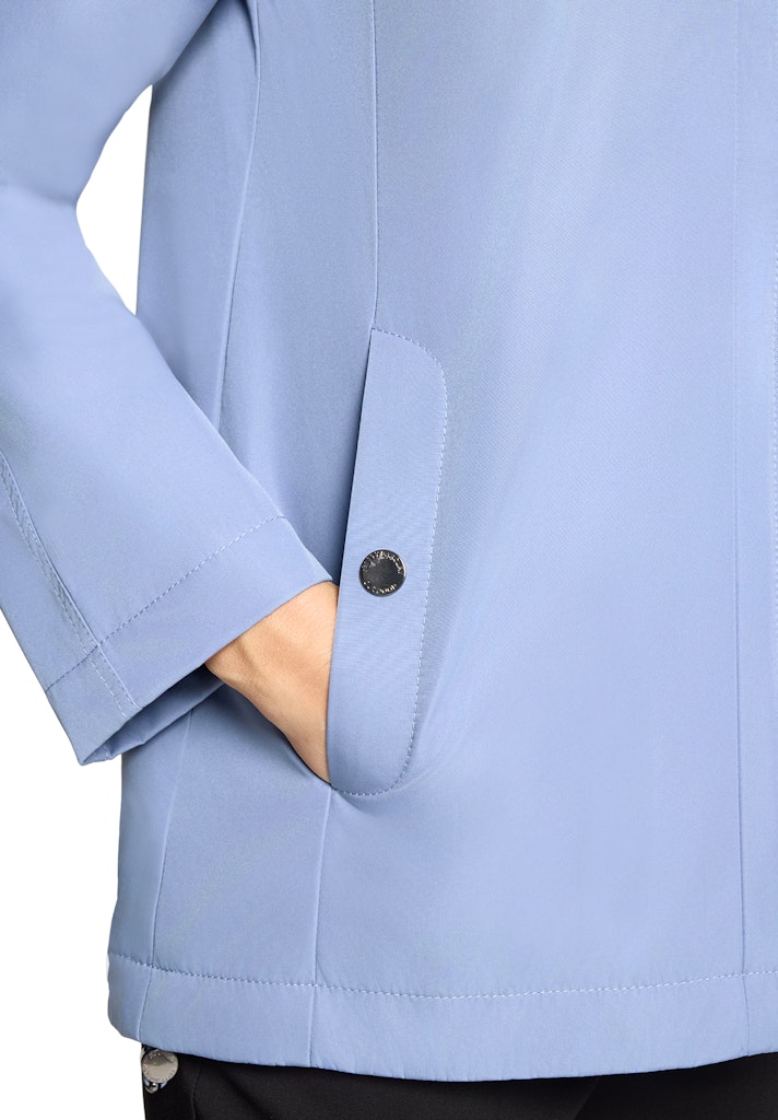 Veste Mi Longue Manches Longues A Capuche Zippée Deux Poches Evasée Unie – Image 5