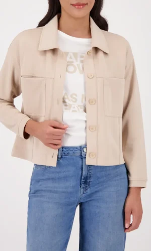 Veste Courte Manches Longues Deux Poches Plaquées Boutonnée Unie