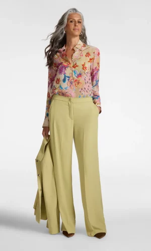 Pantalon Long Taille Moyenne Deux Poches Françaises Wide Leg Uni