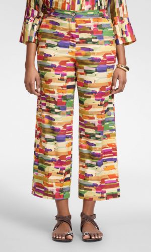 Pantalon Sept-huitième Deux Poches Droit Imprimé