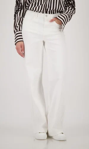 Pantalon Long Taille Moyenne Cinq Poches Wide Legs Uni