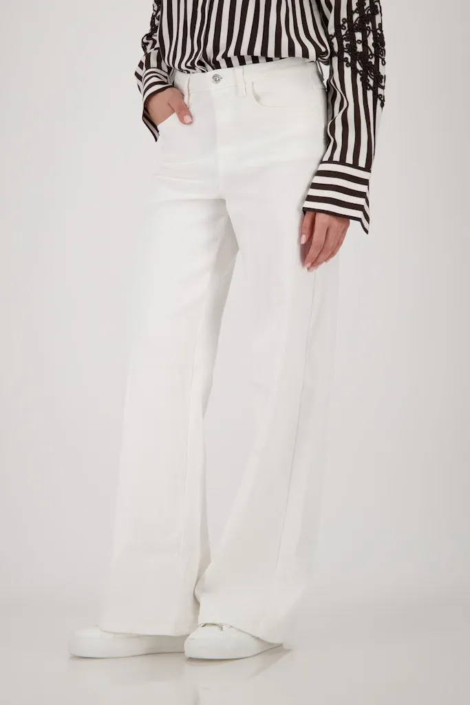 Pantalon Long Taille Moyenne Cinq Poches Wide Legs Uni – Image 2