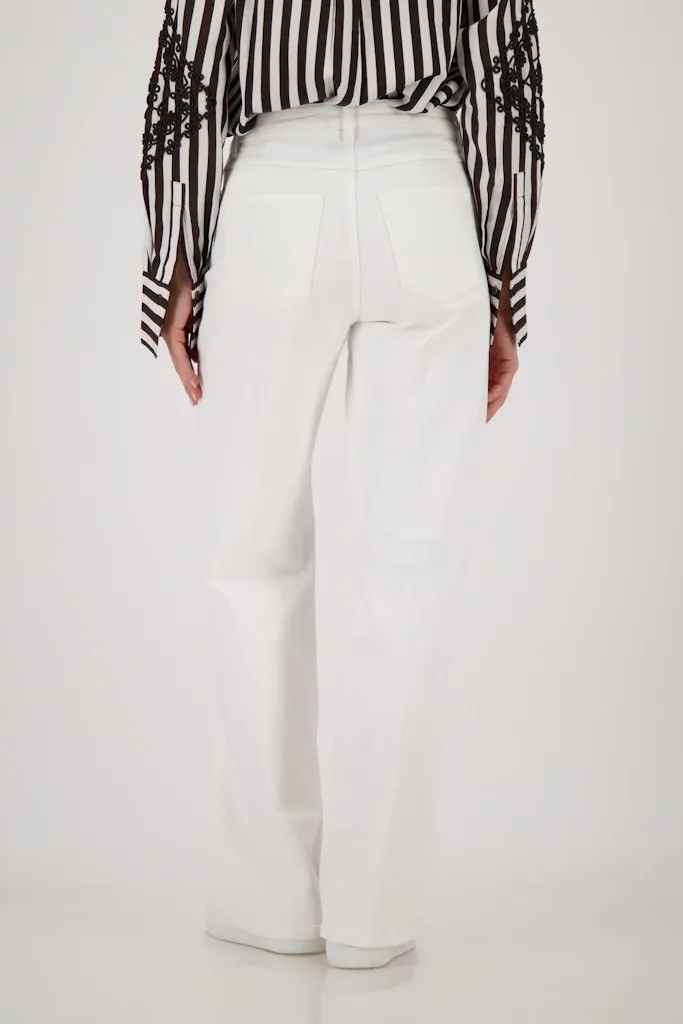 Pantalon Long Taille Moyenne Cinq Poches Wide Legs Uni – Image 3