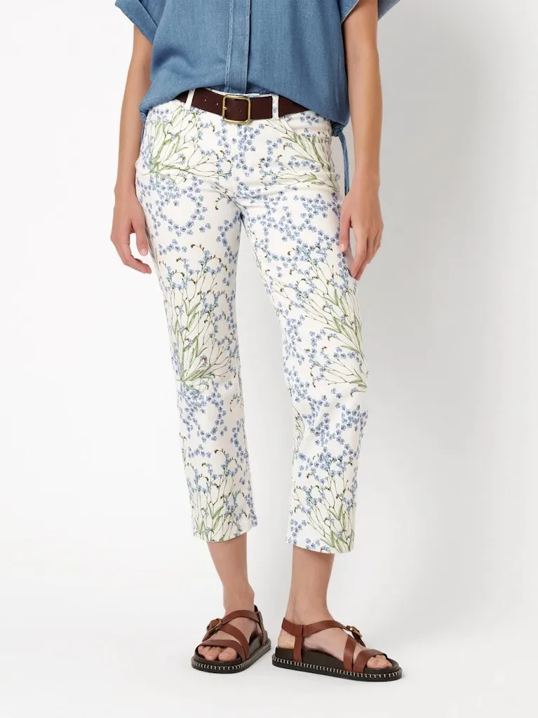 Pantalon Sept-huitième Taille Moyenne Cinq Poches Slim Imprimé Floral Ella – Image 2