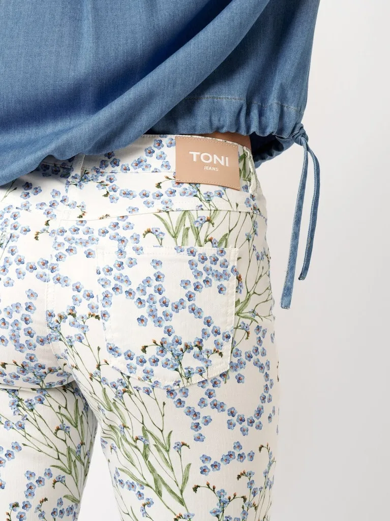 Pantalon Sept-huitième Taille Moyenne Cinq Poches Slim Imprimé Floral Ella – Image 4