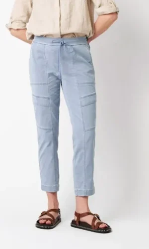 Pantalon Sept-huitième Taille Moyenne Elastique Cargo Quatre Poches Slim Uni Sue