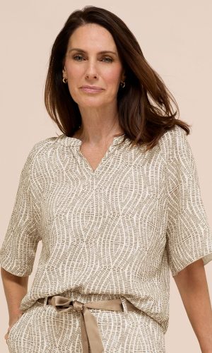 Tunique Col V Manches Coudes Imprimée Fluide