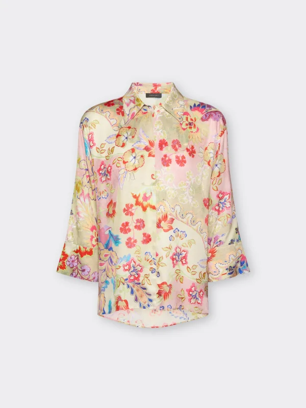 Rapbin Tunique d'été décontractée pour femme à manches cloches 3/4, avec col en V et imprimé floral, Motif floral bleu marine., S