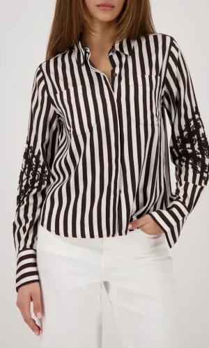 Chemise Manches Longues Rayée Deux Poches Brodée Coudes