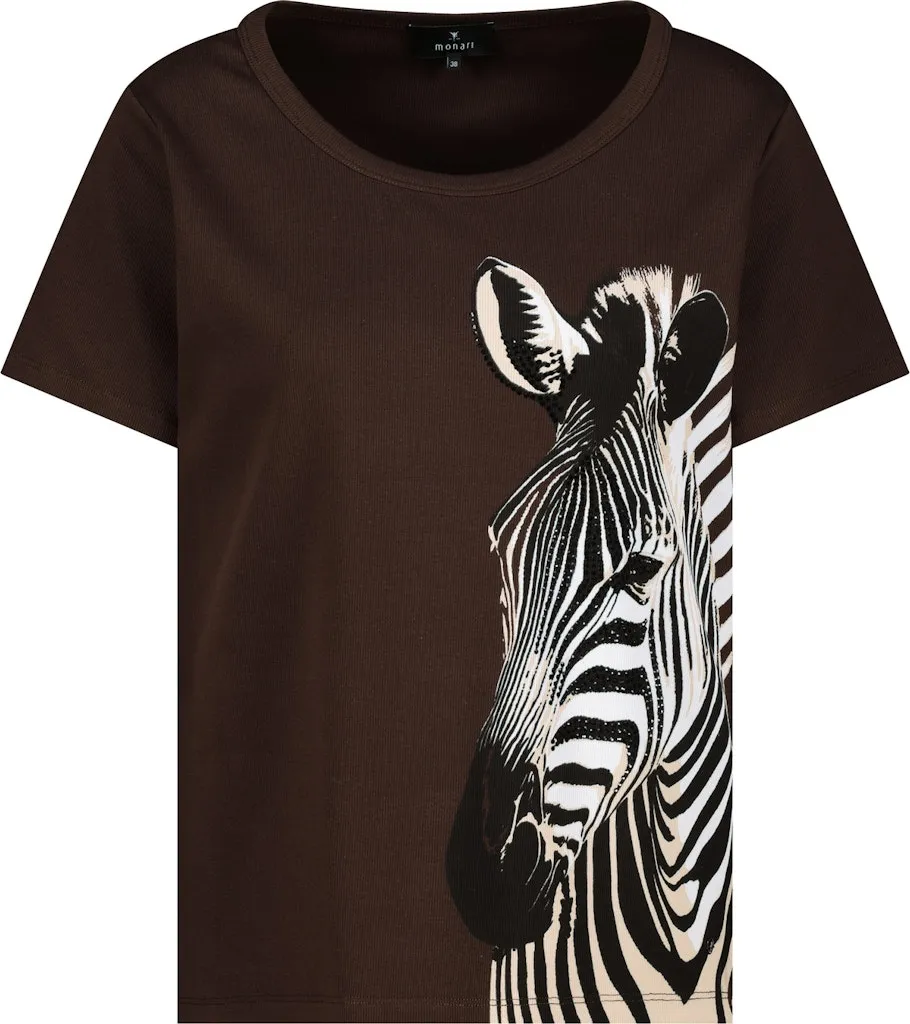 Tee Shirt Col Rond Manches Courtes Motif Placé Strass Maille Cotellée – Image 6