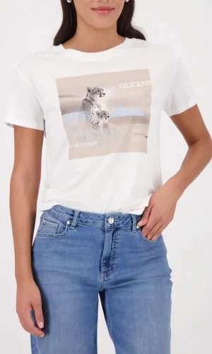 Tee Shirt Col Rond Manches Courtes Motif Placé Strass