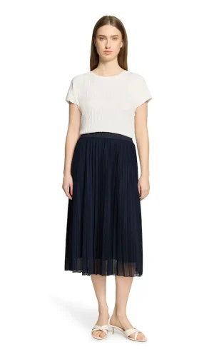 Jupe Midi Taille Moyenne Élastique Plissée Fluide Unie