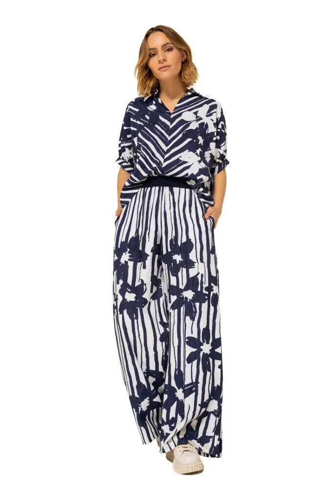 Pantalon Long Taille Moyenne Élastique Fluide Imprimé