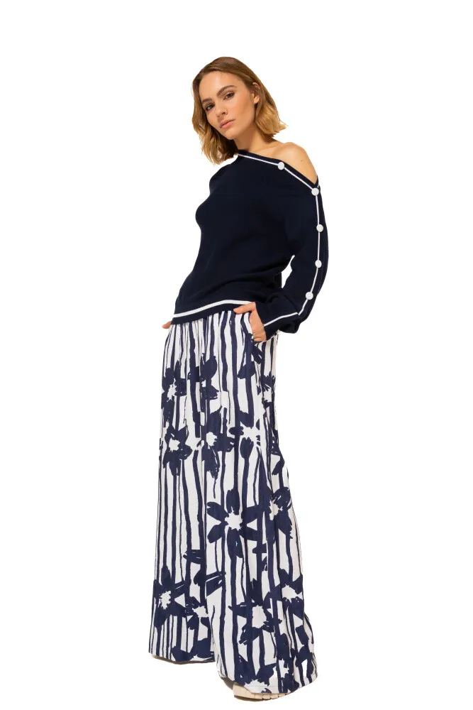 Pantalon Long Taille Moyenne Élastique Fluide Imprimé – Image 4