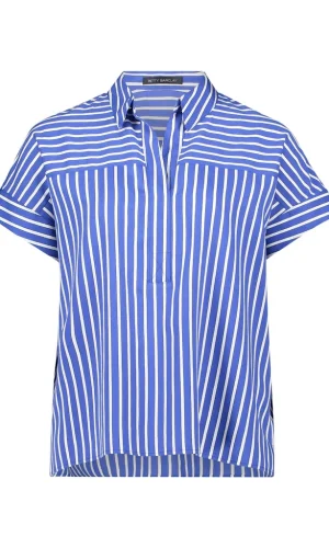 Blouse Col V Manches Courtes Dos Plus Long Rayée