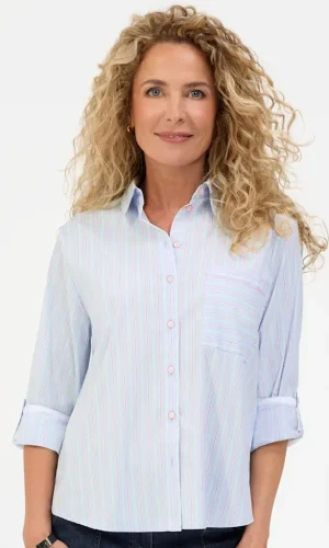 Chemise Manches Longues Une Poche Plaquée Rayée