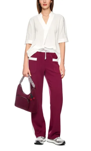 Blouse Col V Manches Courtes Unie