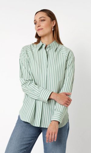 Chemise Manches Longues Raglantes Droite Rayée