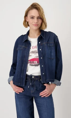 Veste Jean Manches Longues Pressions Deux Poches Unie