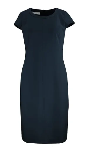 Robe Longueur Genoux Col Rond Manches Courtes Unie