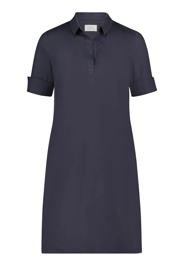 Robe Col Polo Longueur Genoux Manches Courtes A Revers Unie Deux Poches – Image 5