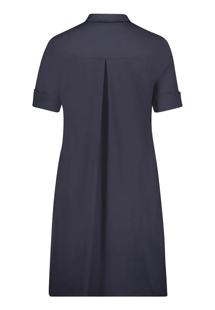 Robe Col Polo Longueur Genoux Manches Courtes A Revers Unie Deux Poches – Image 6