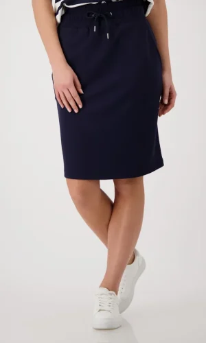 Jupe Longueur Genoux Taille Elastique Cordons Droite Unie