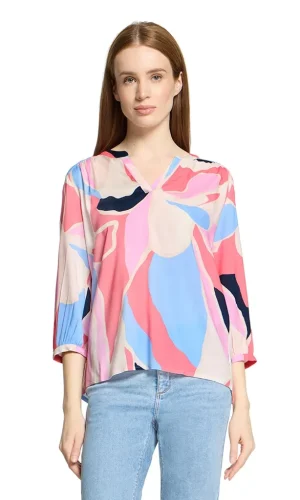 Blouse Col V Manches Trois Quarts Imprimée