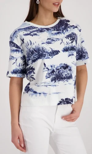 Tee Shirt Col Rond Manches Courtes Imprimé All Over Coton